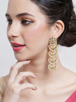 Karatcart - Gold Plated Floral Shape Handcrafted Kundan Drop Earrings