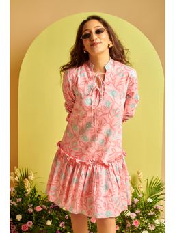 KM Label - Pink Lotus Knee Length Dress