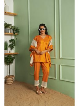 KM Label - Orange Sarah Kaftan with Pant (Set of 2)