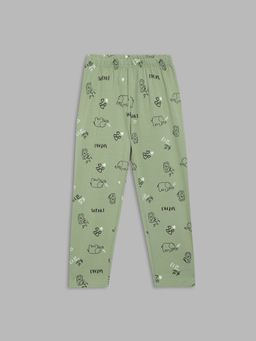 Elle Kids - Girls Olive Printed Leggings