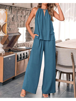 Miakee - Women Blue Solid/Plain Top with Pant (Set of 2)