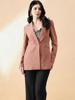 Powersutra - Women Peach Single-Breasted Blazer