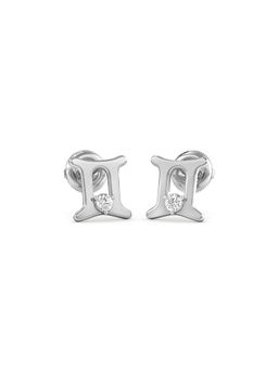 Candere by Kalyan Jewellers - 14K White Gold and Diamond Gemini Stud Earring for Women