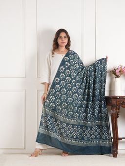 Style Shoes - Green Handloom Block Printed Dupatta