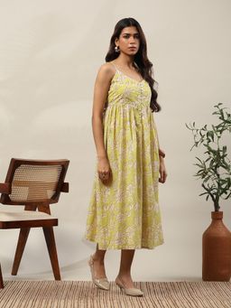 Garden VARELI - Women Lime Floral Printed Strappy Dress with Jacket