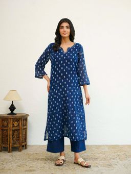 GOODHAND - Cotton Printed Katha Style Kurta With Pant