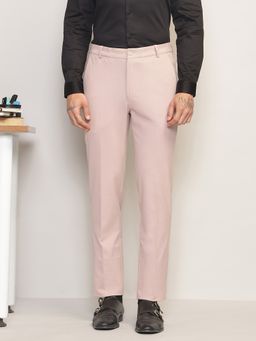 Subtract - Men 4 Way Stretch Flex Waist Slim Fit Formal Peach Trousers