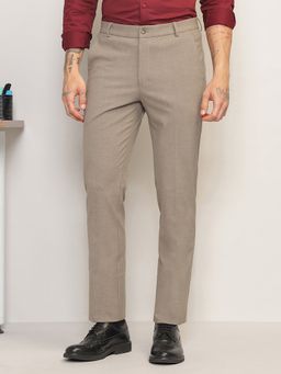 Subtract - Men 4 Way Stretch Flex Waist Slim Fit Formal Taupe Trousers