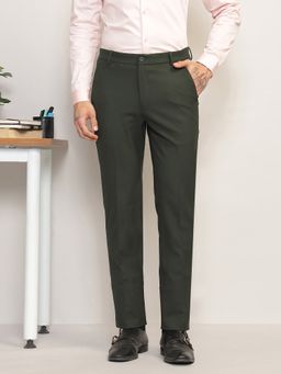 Subtract - Men 4 Way Stretch Flex Waist Slim Fit Formal Olive Trousers
