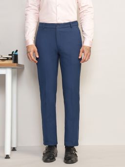 Subtract - Men 4 Way Stretch Flex Waist Slim Fit Formal Blue Trousers