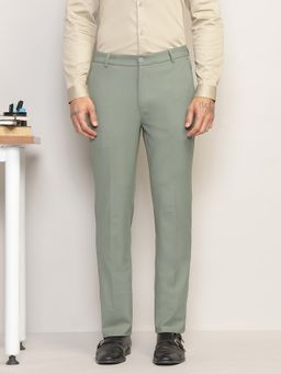 Subtract - Men 4 Way Stretch Flex Waist Slim Fit Formal Green Trousers