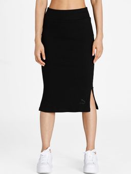 Puma - Classics Ribbed Midi Skirt Women Black Skirts