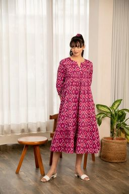 EKOHUM - Ikat Print Purple Dress