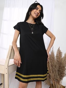 PINACOLADA - Women Midnight Black Contrast Striped Dress