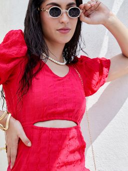 PINACOLADA - Women Scarlet Red Cutout Midi Dress