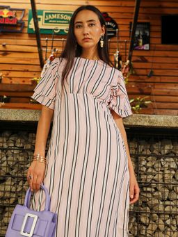 PINACOLADA - Women Baby Pink Club Striped Dress