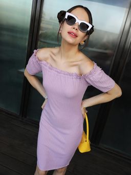 PINACOLADA - Women Lilac Ribbed Mini Dress
