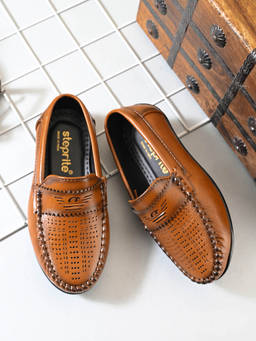 steprite - Boys Tan Synthetic Loafer
