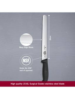 Victorinox - Steel Larding Knife with Pointed Tip Wavy Edge, Black,25cm