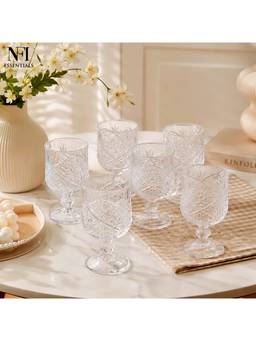 NFI Essentials - Glass Goblet, Drinking Glass for Water (Pack of 6)