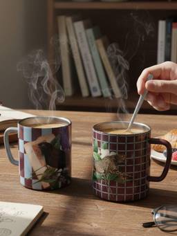 Living With Elan - Letters from India Fleur Coffee Mugs | , (Multicolour) (Pack of 2)
