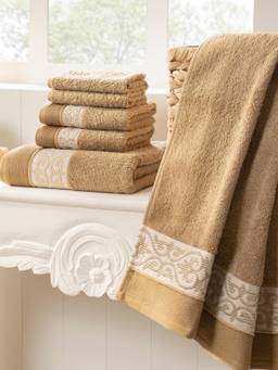 Maspar - 100% Cotton Solid 550 Gsm Soft and Absorbent Bath Hand and Face Towel Set (Pack of 6)