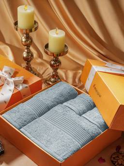 Maspar - 100% Cotton Solid 450 GSM 2 Bath and 2 Hand Towel Set with Gift Box (Pack of 4)