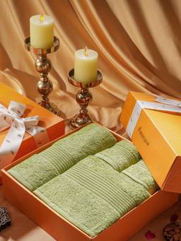 Maspar - 100% Cotton Solid 450 GSM 2 Bath and 2 Hand Towel Set with Gift Box (Pack of 4)