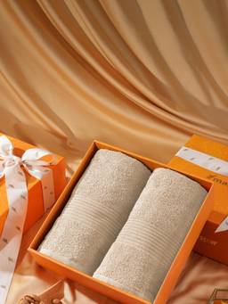 Maspar - 100% Cotton Solid 450 Gsm Bath Towel Set with Gift Box (Pack of 2)