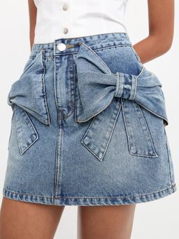 Pomelo - Denim Bow Skirt - Blue