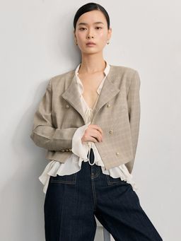 Pomelo - Checkered Jacket - Beige