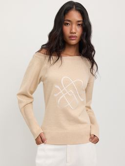 Pomelo - Asymmetrical Knit Sweater - Cream