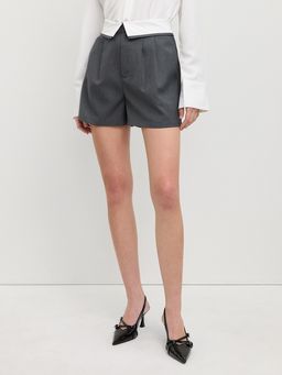 Pomelo - Pleated Shorts – Dark Grey