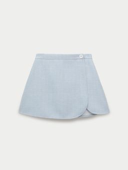 Pomelo - Tweed Wrap-Effect Mini Skirt – Baby Blue