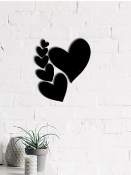 eCraftIndia - "Set of 6 Hearts" Love Theme Black Wood Wall Art Cut out