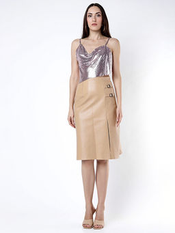 Deme - Heart To Heart - Pink Chainmail Top With Nude Leather Skirt (Set Of 2)
