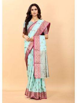Yavira Silk - Sky Blue Ethnic Wear Silk Traditional Saree with Unstitched Blouse