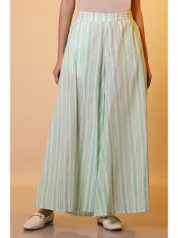 Aurelia - Women Loose Fit White Cotton Palazzo