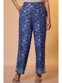 Aurelia - Women Straight Fit Navy Blue Rayon Palazzo