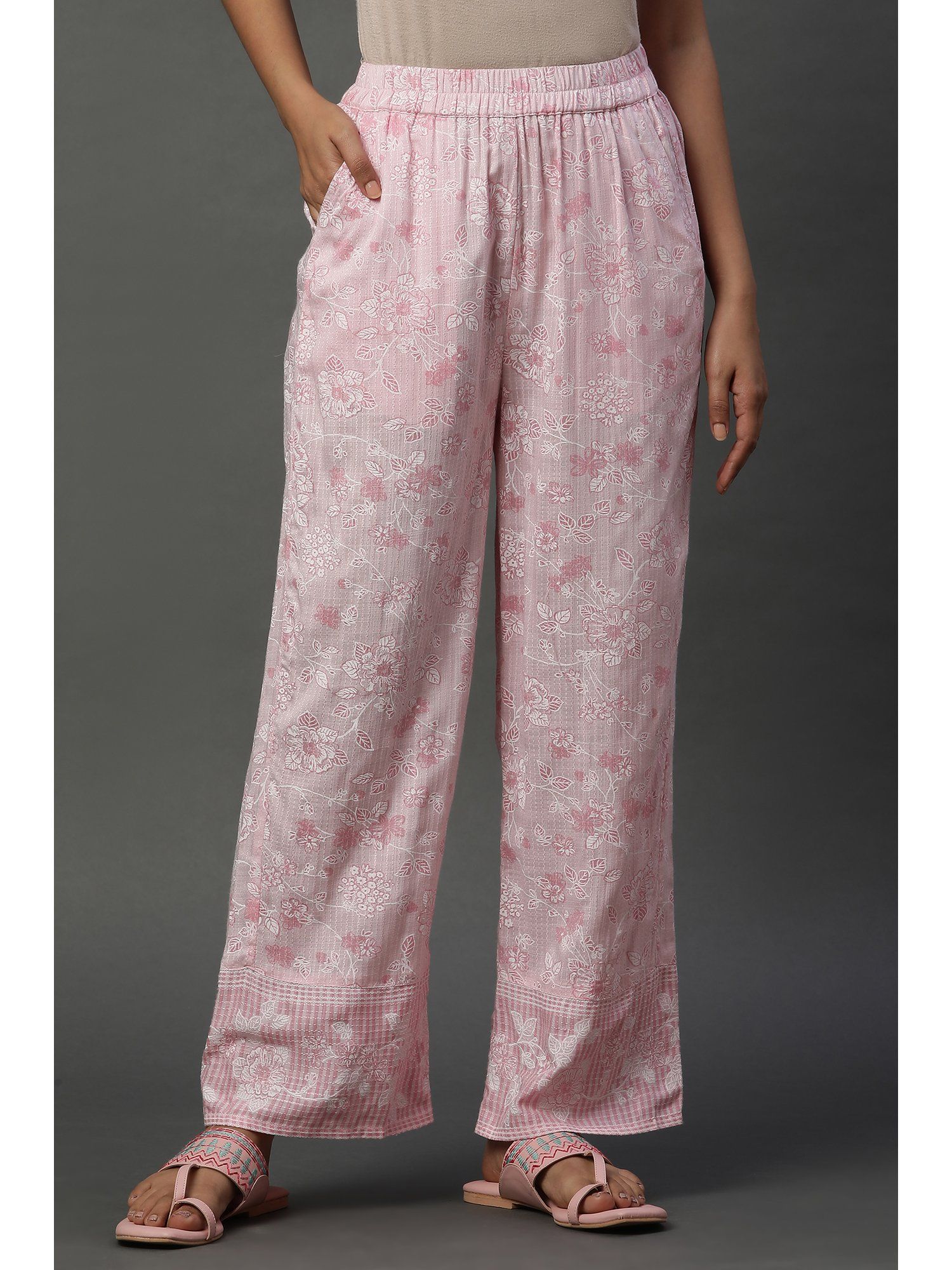 aurelia Women Straight Fit Pink Rayon Palazzo-picture-26