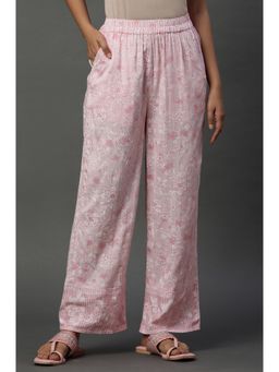 Aurelia - Women Straight Fit Pink Rayon Palazzo