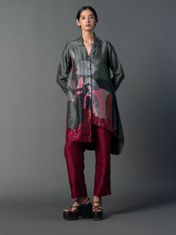 clos - Maroon Kurta with Pant (Set of 2)