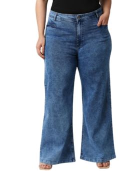 High Star - Women Blue Wide Leg High-rise Plus Size Stretchable Jeans