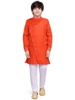 Jeetethnics - Boys Orange Kurta Pyjama (Set of 2)