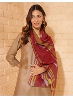 Fabindia - Red Cotton Blend Batik Stole