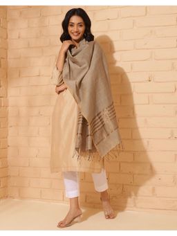 Fabindia - Beige Cotton Silk Woven Stole
