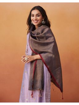 Fabindia - Grey Silk Blend Woven Stole