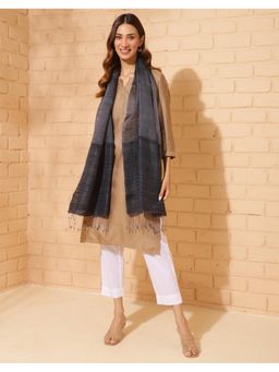 Fabindia - Grey Silk Woven Stole
