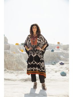 Karaj Jaipur - Embroidered Ikat Kaftan with Pant (Set of 2)