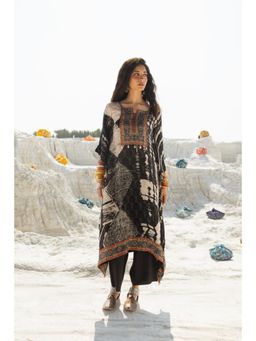 Karaj Jaipur - Ikat Print Kaftan with Pant (Set of 2)